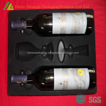 flocking plastic insert inlay 2 bottle wine box